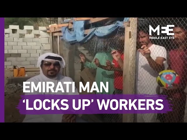 UAE man holds Indian workers in cage class=