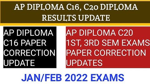 AP SBTET DIPLOMA C20, C16 REGULAR AND SUPPLY RESULTS UPDATE| AP DIPLOMA C16 PAPER CORRECTION UPDATE|
