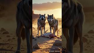 A cowboy dog wins over a pack of hunting wolves