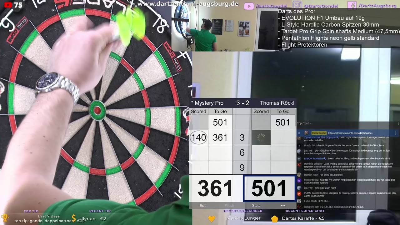 Bundesliga Steeldart Pro BO7 501DO gegen Spieler von zu Hause LIVE im Stream 