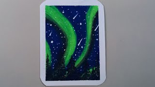 How to paint Northern light/easy Oil pastel Aurora painting