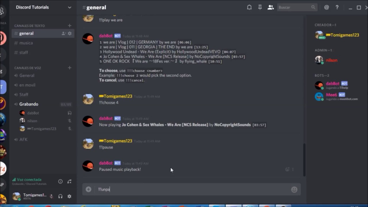 octave discord bot commands