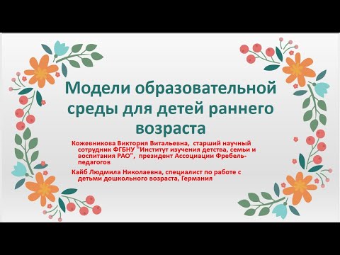 "Организация условий для развития детей раннего возраста: диалог в координатах двух систем"