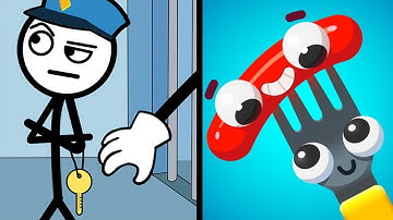Fork n Sausage vs Thief Puzzle Games - Walkthrough Funny Stickman Gameplay, ASMR iOS Android Games