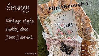 Vintage Shabby Chic Junk Journal "Grungy" - Flip through English Version