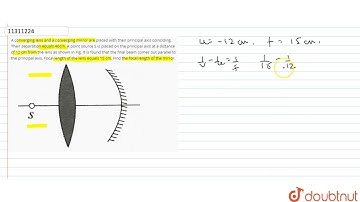 A converging lens and a converging mirror are placed with their principal axis coinciding. Their...