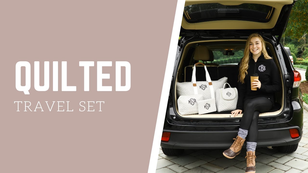Monogrammed Quilted Travel Set