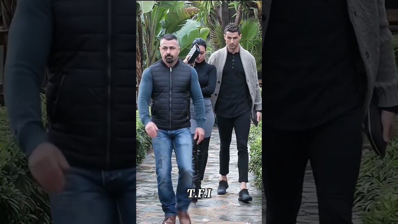 Security on point as Cristiano Ronaldo walks beside Georgina Rodríguez💼✨|