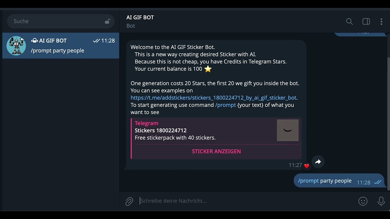AI Gif Sticker directly in Telegram