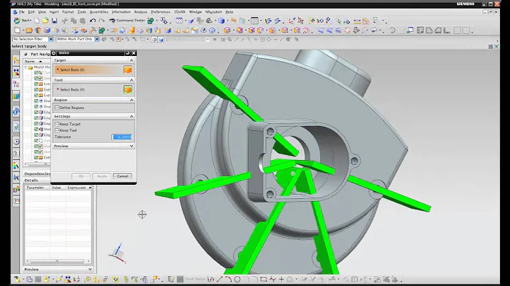 NX 8.5 Modelling - Unite Boolean Operation with Selective Regions