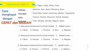 PSIKOTES IST PART 9: Menghapal Cepat