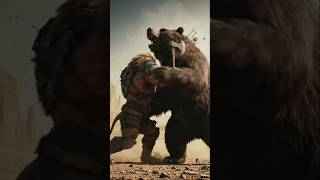 Humanoid lion vs giant bear 🦁⚔️🐻#youtubeshorts #animals #battle #lion #bear #shorts
