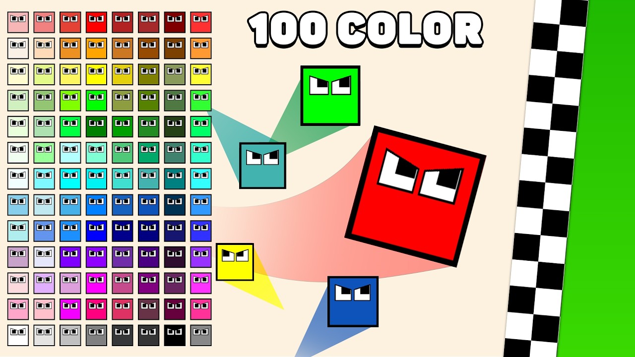 Square League -  100 Color Square | Elimination Race!