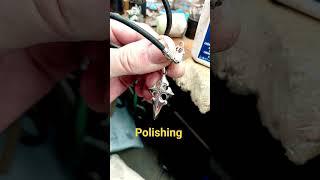 Polishing the silver pendant ✨️ #handmadejewelry #jewelrymaking #polishing