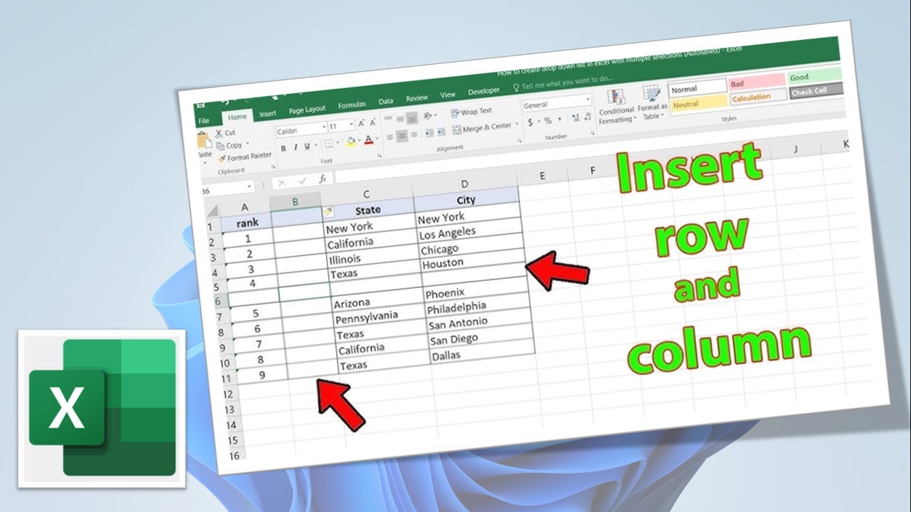 📌 How to Insert Rows and Columns in Excel - YouTube
