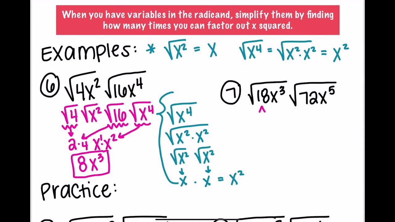 Multiplying Radicals With Variables Examples YouTube Multiplying Radicals With Variables Examples YouTube