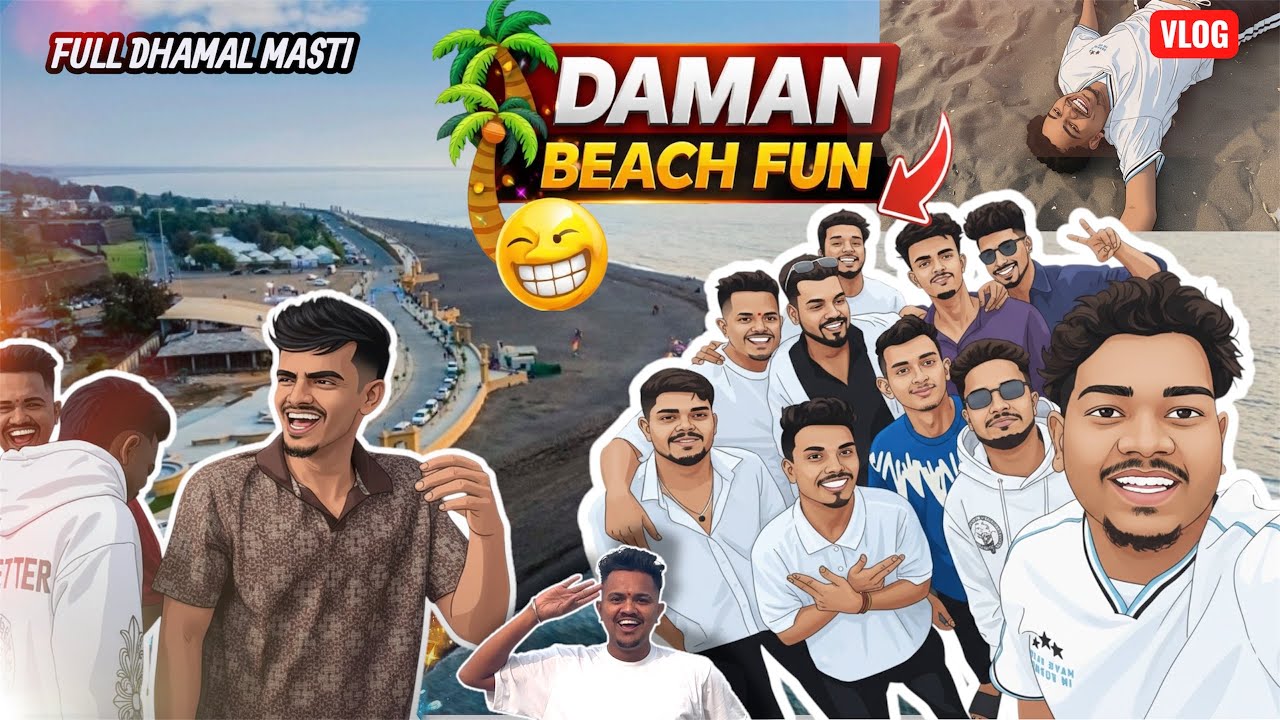 Daman beach 🏖️| full comedy vlog 😂😅|| 2026 | jampore beach group 🫂🍾#damanbeach #comedyvlog #vapi 