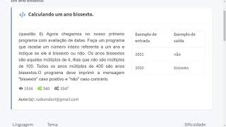 Exercício de LoP: Calculando um ano bissexto