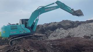 KOBELCO SK200 MARK10 SM YN15 &HITACHI ZAXIS200 5G ผนึกกำลังขุดสระสู้ภัยแล้ง