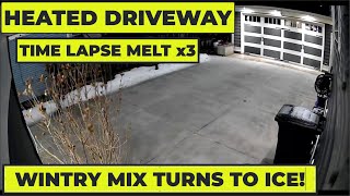 Wintry Mix Causes an Ice Covered Slab - Watch the Heated Driveway Melt it Without Salt! - [03-03-23]