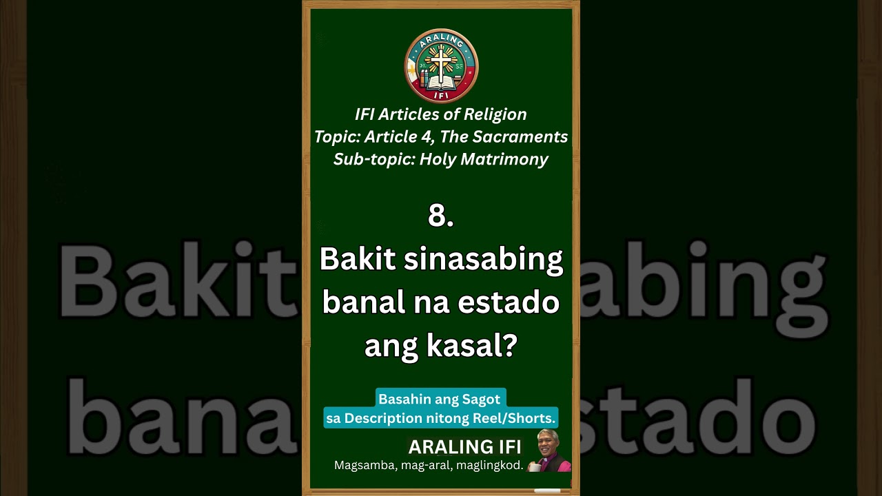 Bakit sinasabing banal na estado ang kasal?