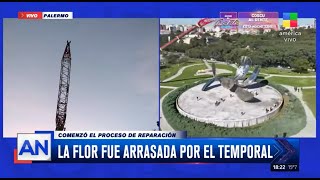 🌸Floralis Genérica: Trasladaron Los Pétalos Dañados De La Para Iniciar El Proceso De Reparación