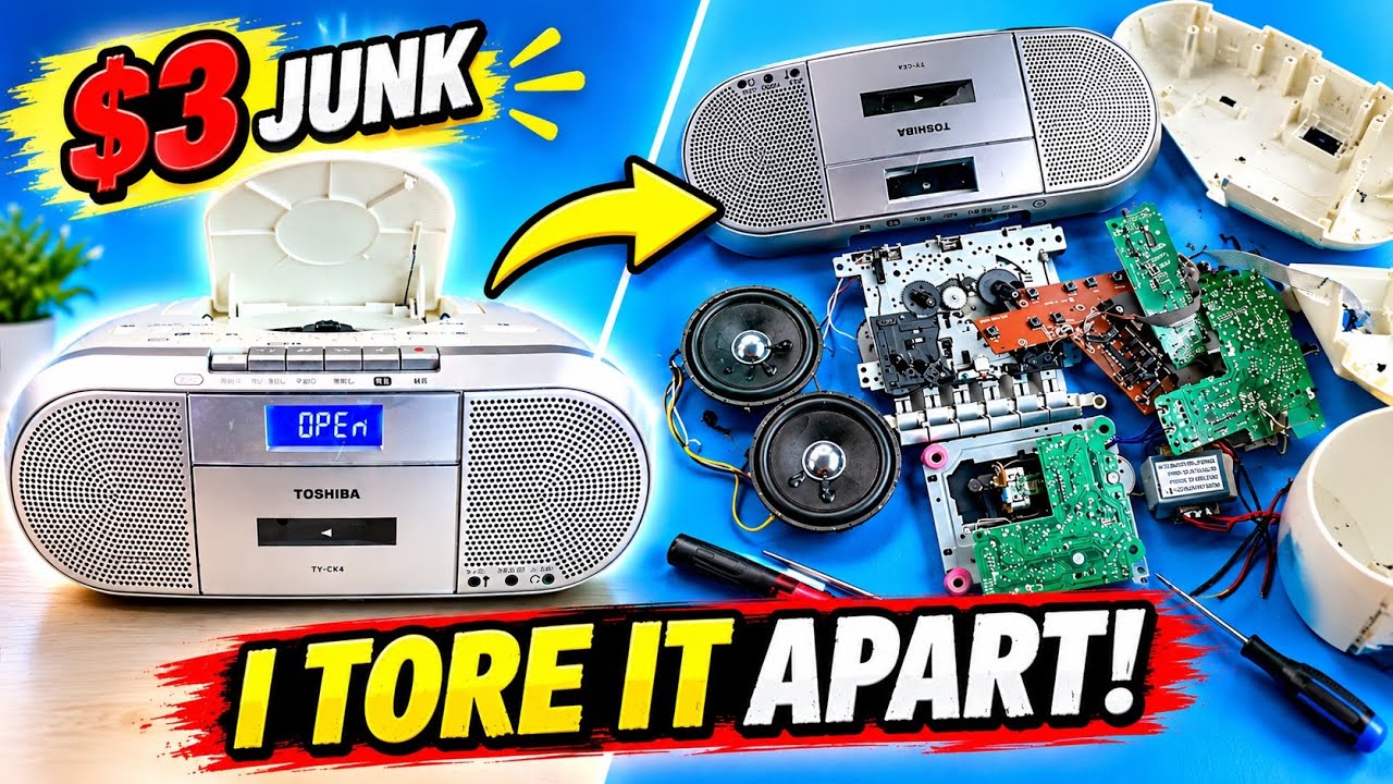 This $3 Japanese Boombox Still Worked… So I Tore It Apart! - YouTube