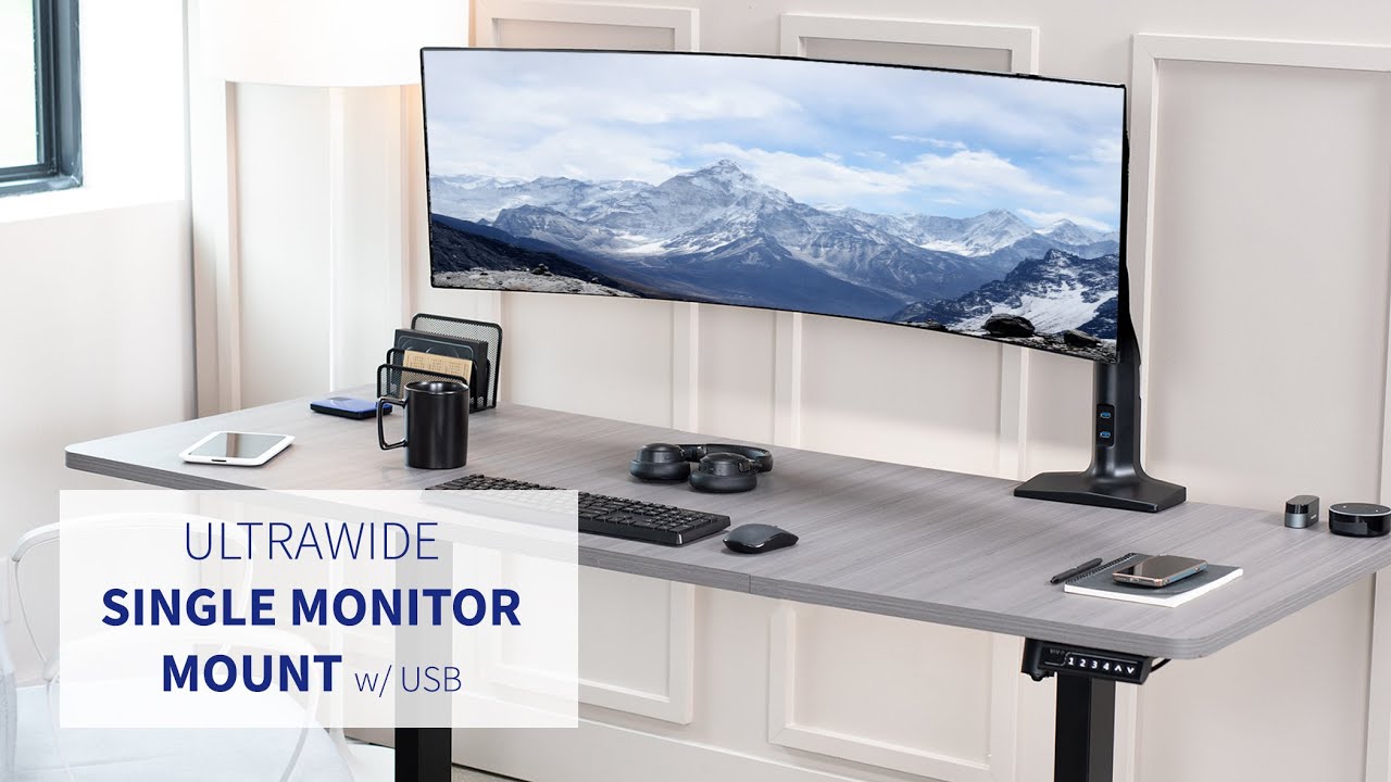 STAND-V100HU Pneumatic Arm Single Ultrawide Monitor Desk Mount with USB by VIVO