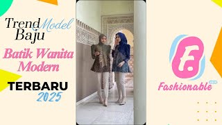 Model Baju Batik Wanita Modern Lengan Panjang Puffy Blouse Batik Tunik 2025