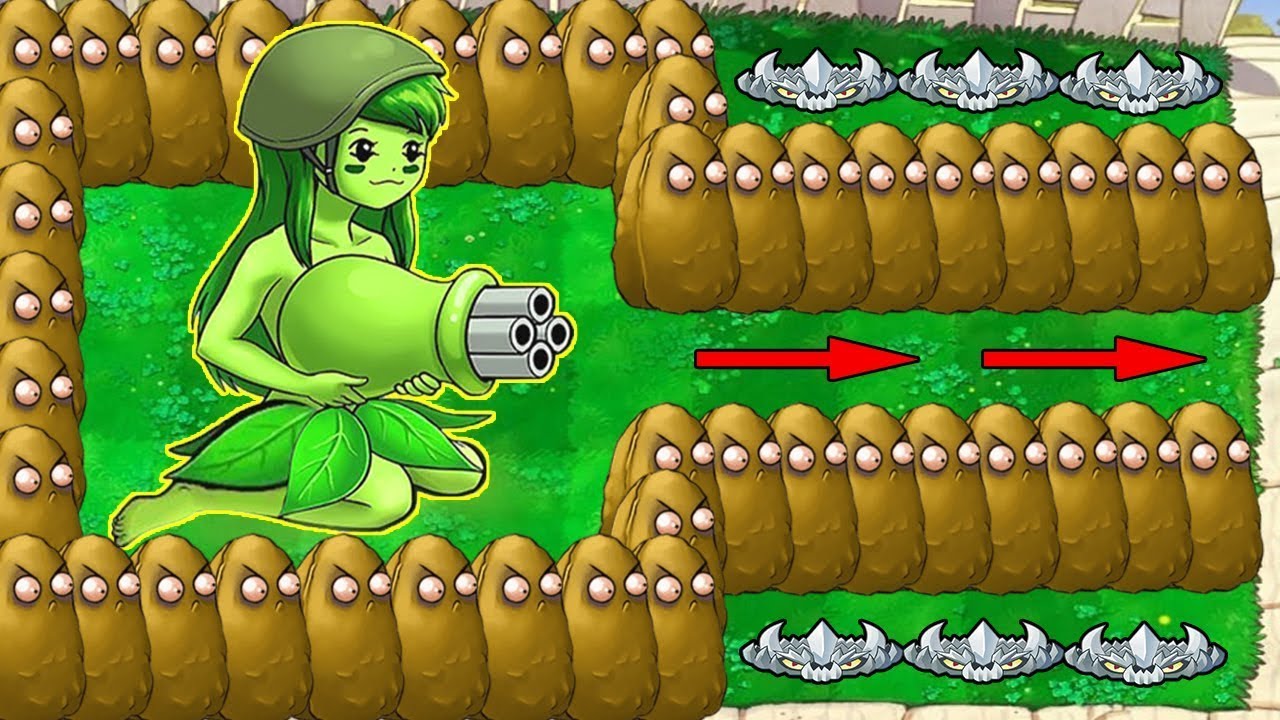 Girl Gatling Pea VS 99 Giga Gargantuar VS Dr Zomboss Plants VS Zombies ...