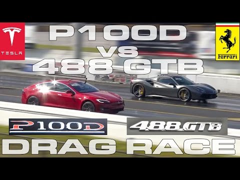 Tesla Model S P100d Ludicrous Vs Ferrari 488 Gtb Spider 14