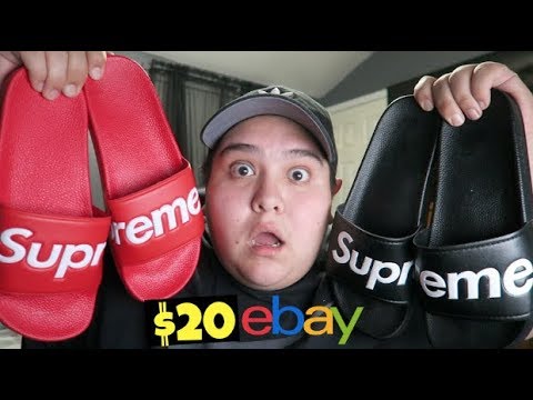 EBAY FOR $20! SUPREME SANDALS REVIEW 