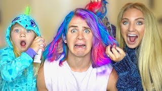 Savannah and Everleigh PRANKED me AGAIN!!! UNICORN HAIR PRANK...