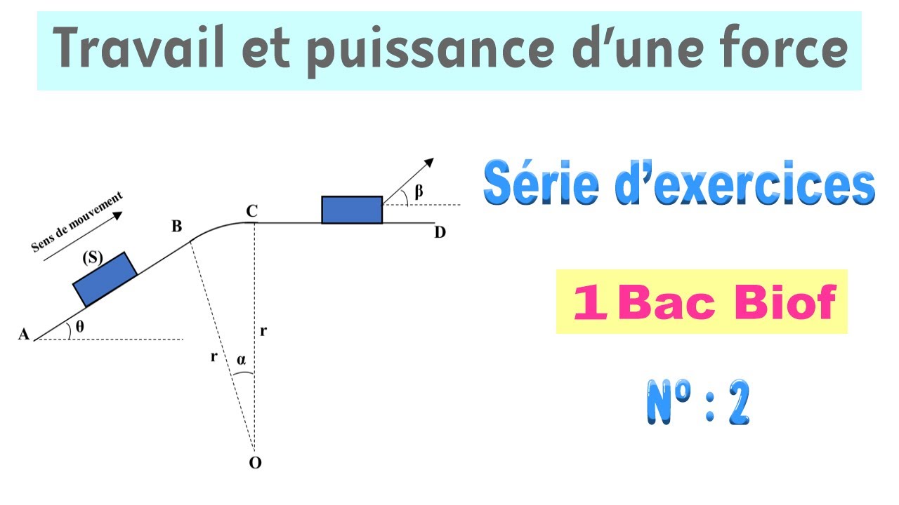1BAC Biof : Série d'exercices 2 - Travail et puissance d'une force