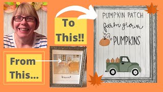 Fall Old Pickup Truck Art~Upcycling Ugly Thrift Challenge!