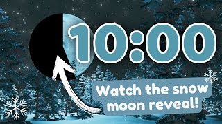 Snow Moon Countdown Timer for 10 Minutes 🌕❄️ | Meditation Music & Falling Snow
