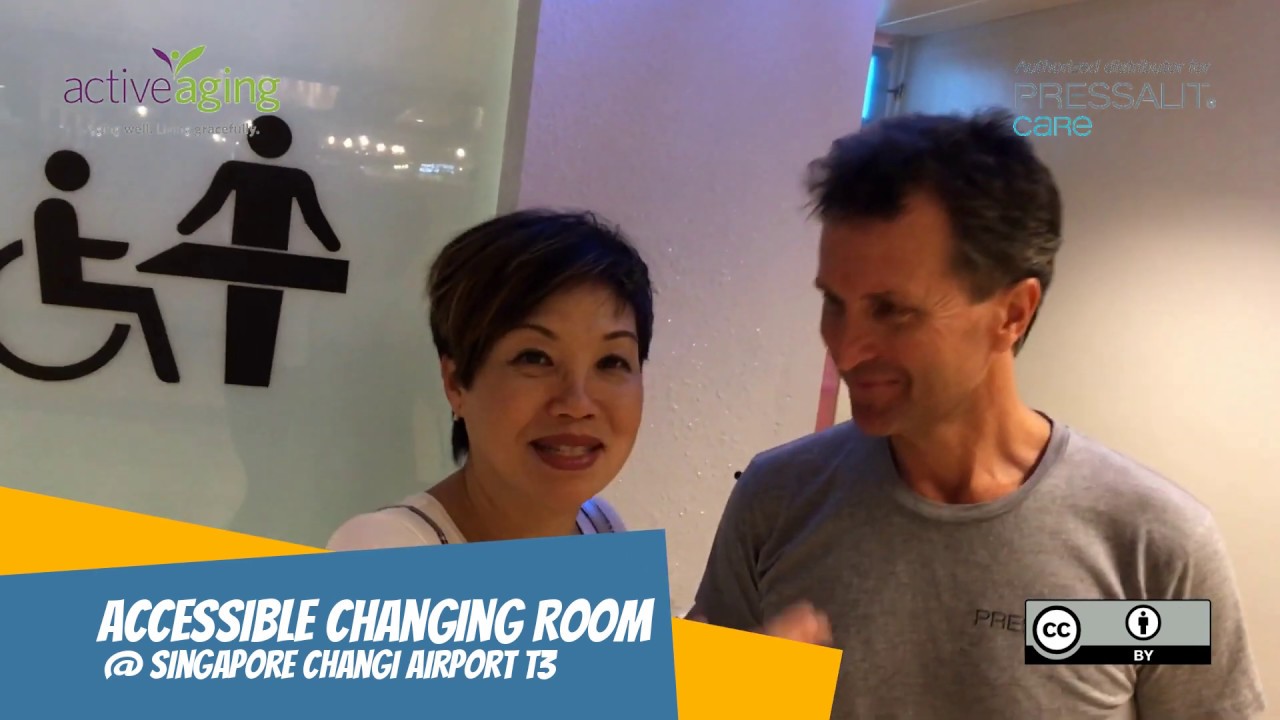 Height adjustable Showering and Changing Table in Singapore Changi Airport T3.