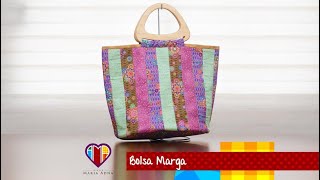 Bolsa de tecido em patchwork Marga - Maria Adna Ateliê - Aulas de bolsas de tecido em patchwork