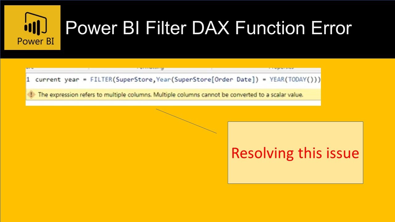 Power BI Filter function Error - The expression refers to multiple columns - YouTube Power Bi Filter Function Error - The Expression Refers To Multiple Columns - Youtube