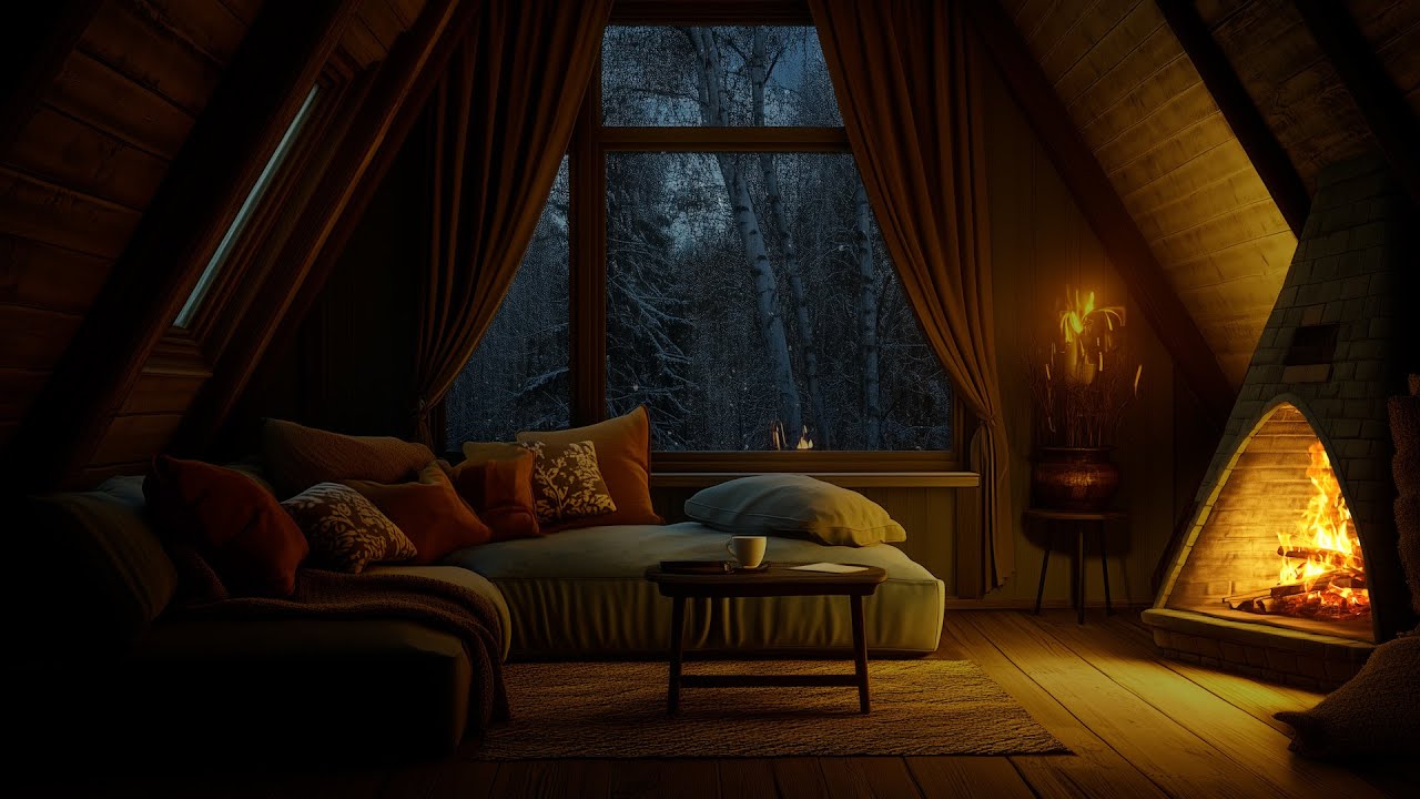 Cozy Rain & Crackling Fireplace Sounds | Relaxing Ambience for Sleep ...