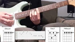 Video thumbnail of "The Isley Brothers - Footsteps in the Dark - Guitar Play-Along with Tab and Chords"