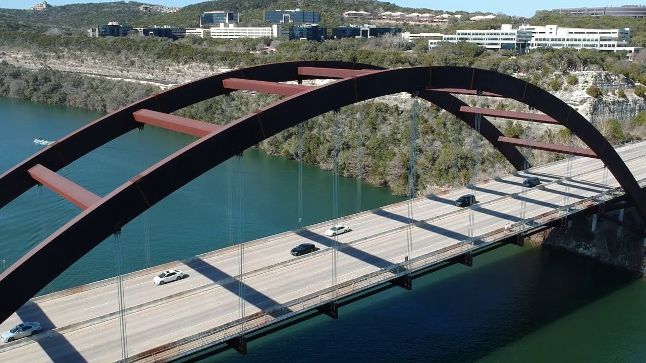 Aerial Footage Pennybacker bridge - austin Texas - YouTube