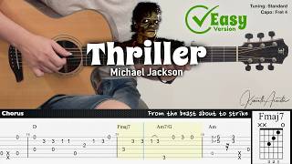 Thriller (Easy Version) - Michael Jackson | Fingerstyle Guitar | TAB + Chords + Lyrics