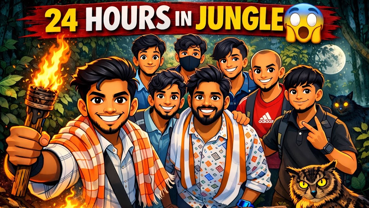 Jungle Night Stay Challenge 🌙 | 24 Hours Survival with Friends 