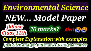 Environmental science model paper jkbose class 11th 2025 || jkbose class 11th EVS model paper 2025