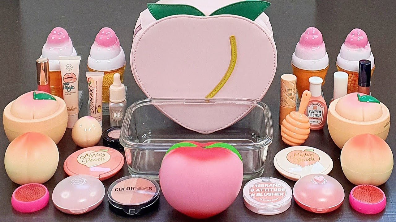 PEACH Slime Mixing Random Into Slime! Satisfying Slime Video ASMR YouTube