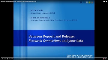 Between Deposit and Release: Research Connections and Your Data