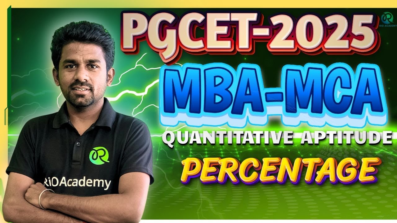 PGCET MBA - MCA 2025 | Quantitative Aptitude | Percentage |# ...
