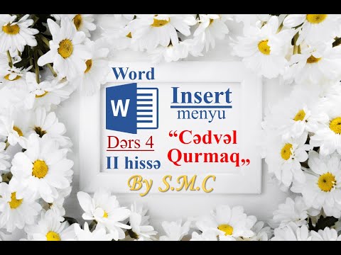 Word. Insert menyu. II hissə - CƏDVƏL QURMAQ