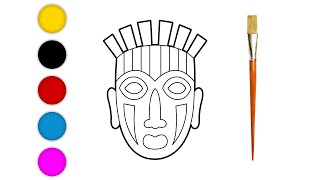 Tribal Mask drawing | easy step by step #colordrawing #drawing4kids #drawing